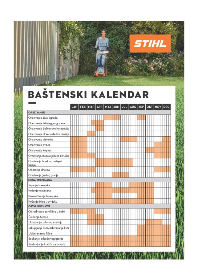 STIHL kalendar radova u dvorištu